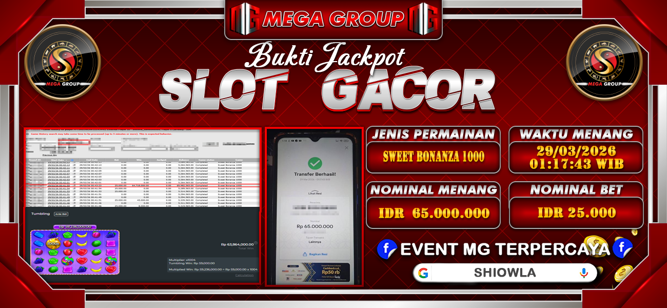 Bukti JP situs Shiowla hari Minggu, 29 Maret 2026